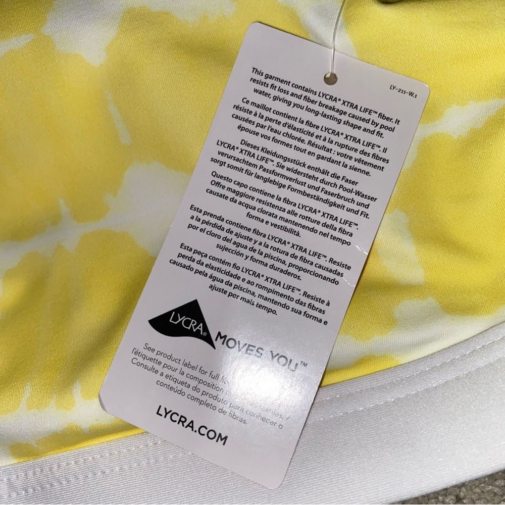 Lands' End‎  Cross-Back Bikini Top Yellow White Size 14 NWT - Picture 11 of 12